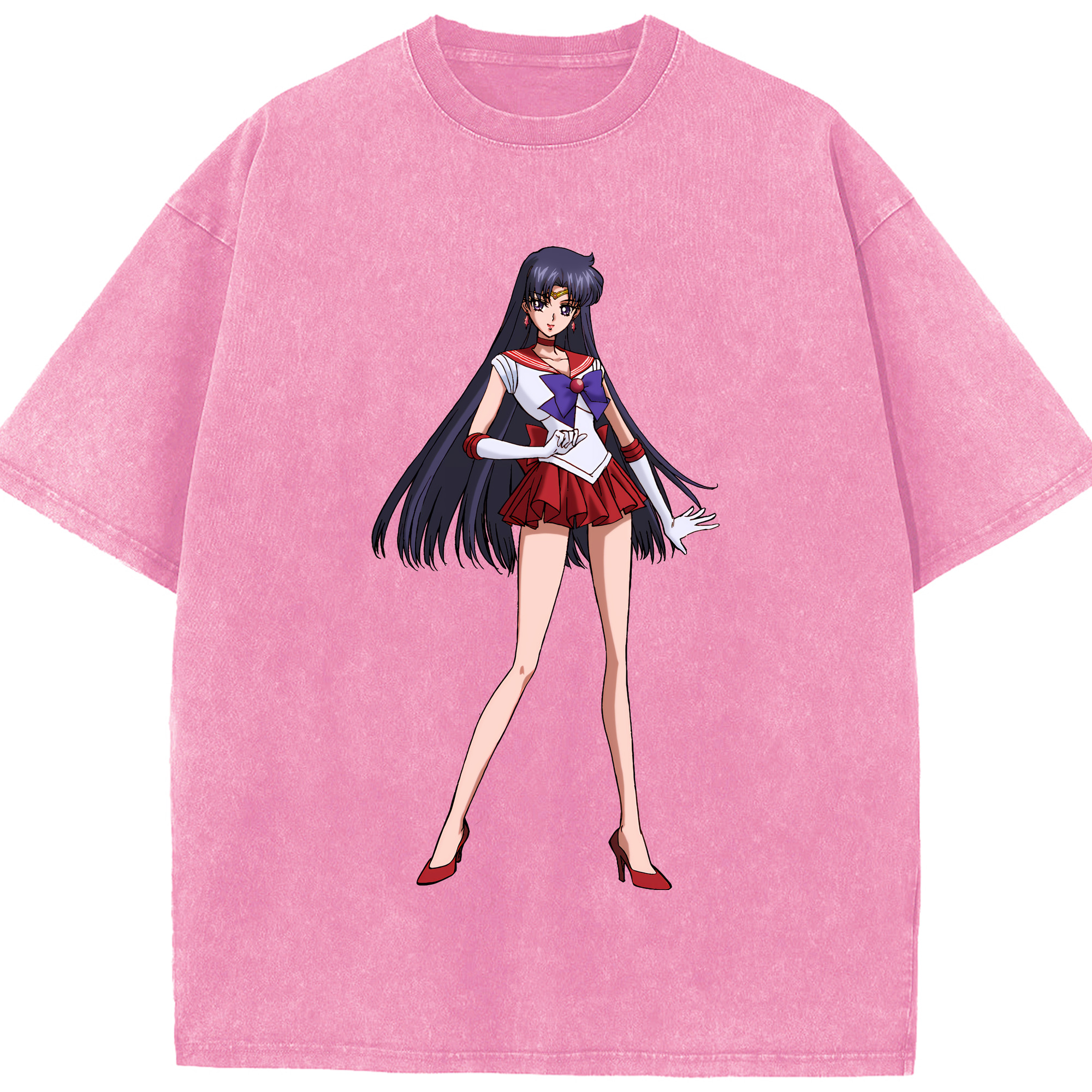 （画像用） 美少女戦士セーラームーン 火野レイ ひの レイ Sailor Moon Hino Rei （セーラーマーズ,Sailor Mars） 綿100% ヴィンテージ風 半袖Tシャツ（フロントプリント）